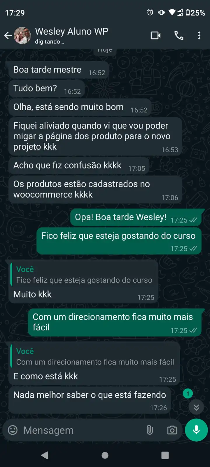 Depoimento de aluno